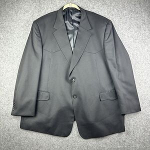 Bar WS Blazer Jacket Mens 54R Black Wool Blend Western Cowboy Sport Coat Yoke